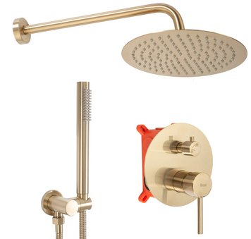 Душова система REA LUNGO BRUSHED GOLD + BOX прихованого монтажу REA-P4160 фото
