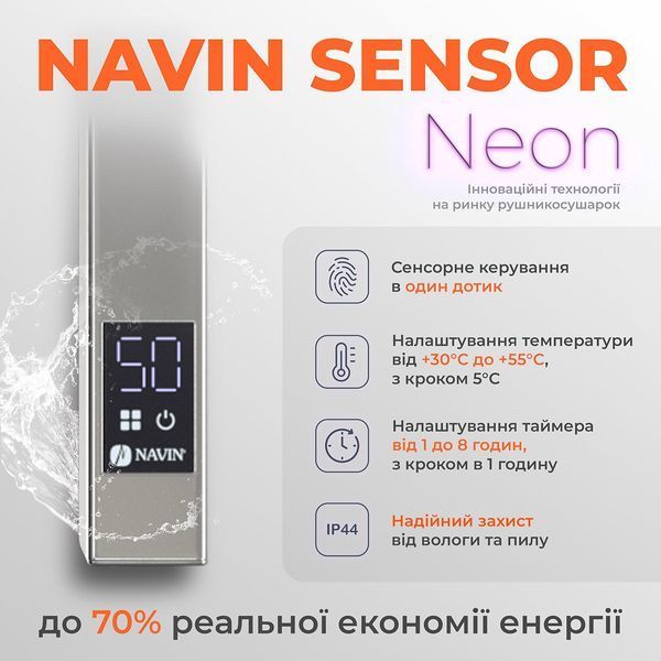 Рушникосушка Авангард 480х600 Sensor ліва з таймером 10-028153-4860 фото