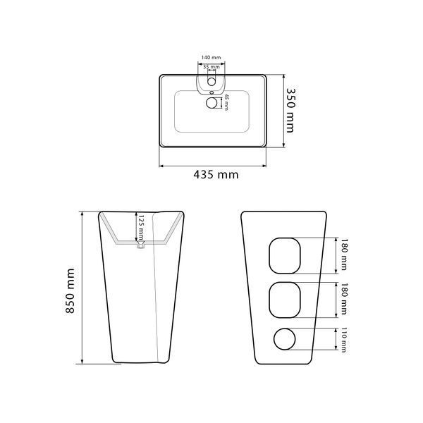 Умивальник (раковина) VBI VERESE BLACK GLOSSY напольний VBI-019006 фото