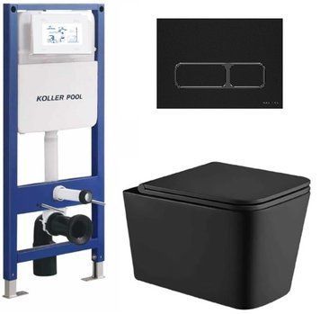 Інсталяція KollerPool AQUA LINE + EDGE Black панель змиву + підвісний унітаз KVADRO Black matt з сидінням Soft-close ( змив Tornado ) 8e55390c-2f12-11ef-bb6b-a0423f42a789 фото