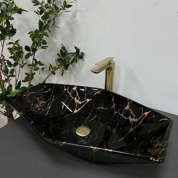 Умивальник (раковина) VBI VENEZIA MARBLE BLACK GLOSSY накладний VBI-012405 фото