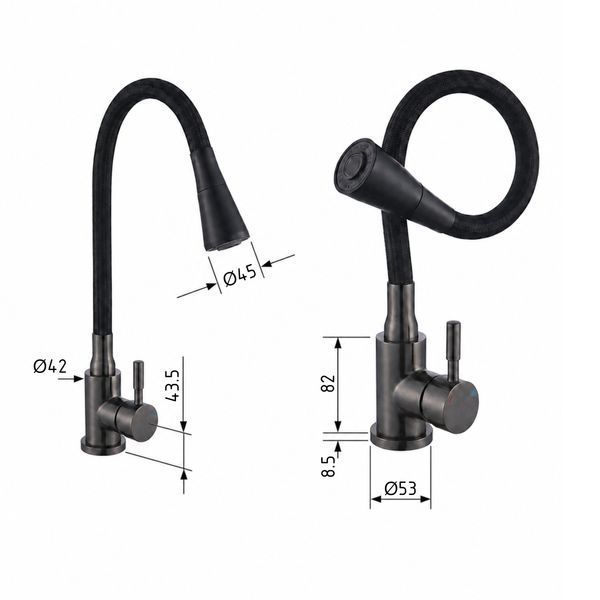 Смеситель для кухни Lidz Aria 015F31 (k35) с гибким изливом LDARI015F31BGRP49566 Graphite/Black SD00055690 фото