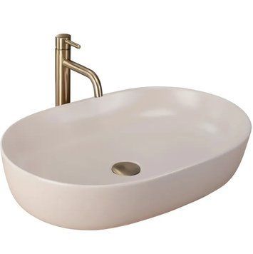 Умивальник (раковина) REA CLEO 61 BEIGE MATT бежевий накладний REA-U9655 фото