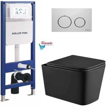 Інсталяція KollerPool AQUA LINE + TWIST White панель змиву + підвісний унітаз KVADRO Black matt з сидінням Soft-close ( змив Tornado ) 8e55390e-2f12-11ef-bb6b-a0423f42a789 фото
