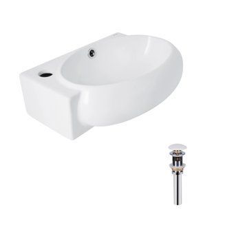 Комплект Qtap Leo: Раковина підвісна овальна ліва 430x285x160 мм White + Донний клапан PU02O QT11115011LWN47332 фото