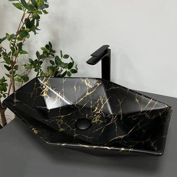 Умивальник (раковина) VBI VENEZIA MARBLE BLACK MATT накладний VBI-012406 фото