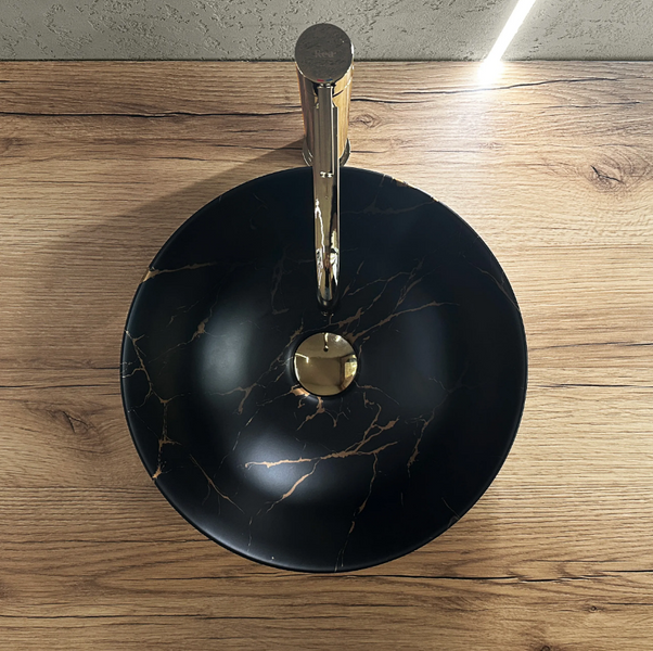 Умивальник (раковина) REA STELLA BLACK MARBLE BRUSHED накладний REA-U9086 фото