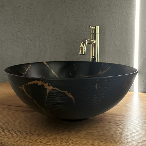 Умивальник (раковина) REA STELLA BLACK MARBLE BRUSHED накладний REA-U9086 фото