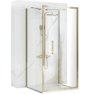 Душова кабіна REA RAPID FOLD 90х80 GOLD пристінна REA-KPL-09403 фото