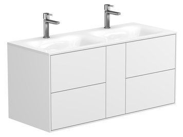 Тумба підвісна SPACE Біла soft-touch з умивальником JESSEL 1100 D Miraggio 8815426 фото