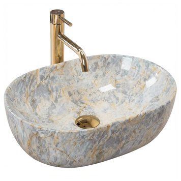 умивальник Rea Amelia Ruststone 48x34,5 глянсовий, імітація каменю (REA-U0625) REA-U0625 фото