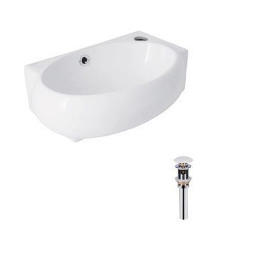 Комплект Qtap Leo: Раковина підвісна овальна права 430x285x160 мм White + Донний клапан PU02O QT11115011RWN47333 фото