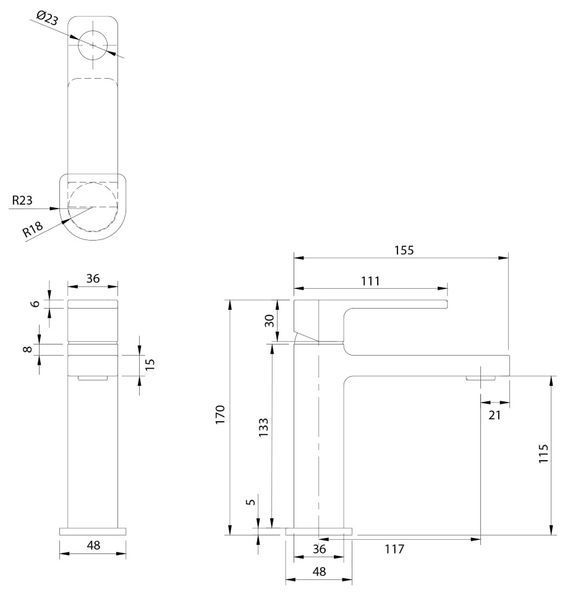Змішувач для умивальника Omnires Baretti black mat (BA7810BL) SN7310CR фото