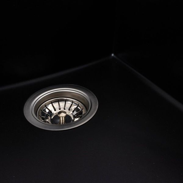 Гранітна кухонна мийка матова PLATINUM ROXY 3744 Чорна SP000045344 фото