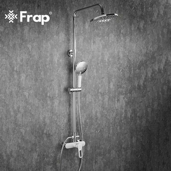 Душева система Frap F2449-20, перемикач на лійку, 3 режими, білий/хром F2449-20 фото