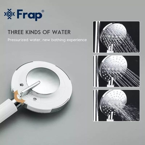 Душева система Frap F2449-20, перемикач на лійку, 3 режими, білий/хром F2449-20 фото