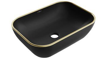 Умивальник (раковина) MEXEN RITA BLACK MATT GOLD EDGE накладний * MEX-21084575 фото