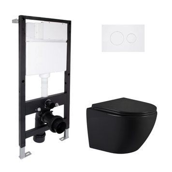 Готовое решение Qtap для ванной комнаты: подвесной унитаз Jay Ultra Quiet 485x360x320 + комплект инсталляции Standard (круглая кнопка White) SD00057836 фото