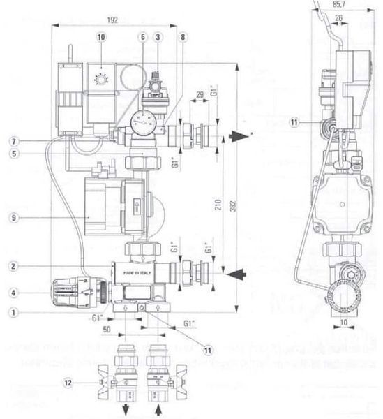 Змішувальний вузол TempCo fix eco2 з насосом Grundfos UPM3 25/50 12293 фото