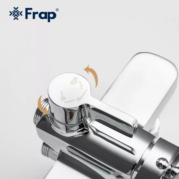 Душева система Frap F2461, поворотний вилив - перемикач на лійку, 3 режими, білий/хром F2461 фото