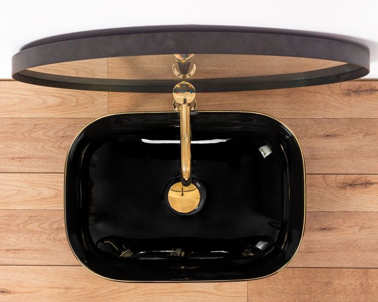 Умивальник (раковина) REA BELINDA BLACK GOLD EDGE накладний * REA-U8796 фото