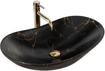 Умивальник (раковина) REA ROYAL 60 BLACK MARBLE MATТ накладний REA-U7478 фото