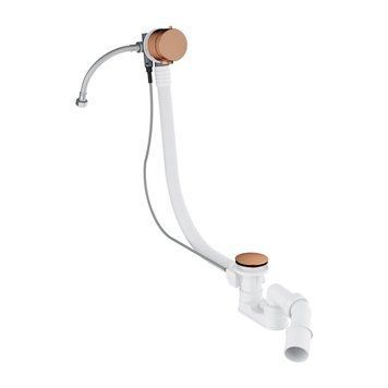 сифон для ванни Omnires CGS з висувним донним клапаном та переливом, brushed copper (TK132-PLUS-3.77+64-SCPB) TK132-PLUS-3.77+64-SCPB фото
