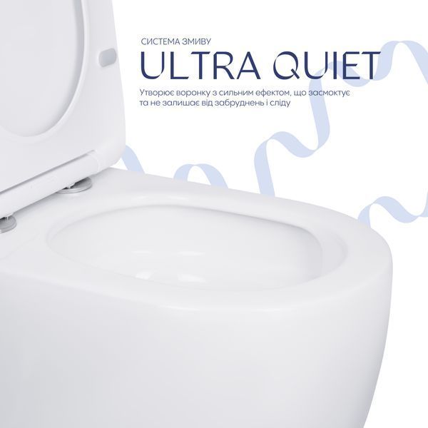 Унітаз-компакт Qtap Robin Ultra Quiet безободковий з сидінням Soft-close QT13226089AW QT13226089AW фото