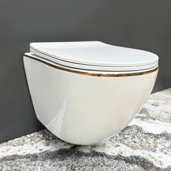Підвісний унітаз VBI VULCANO WHITE GOLD EDGE VBI-020402 фото