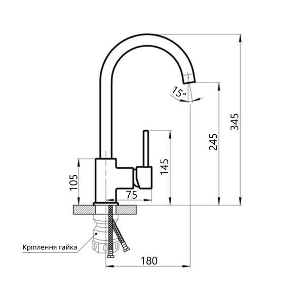 Смеситель для кухни Lidz Aria 015F (k35) LDARI015FGRP49559 Graphite SD00055683 фото
