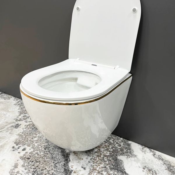 Підвісний унітаз VBI VULCANO WHITE GOLD EDGE VBI-020402 фото