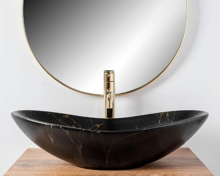 Умивальник (раковина) REA ROYAL 60 BLACK MARBLE MATТ накладний REA-U7478 фото