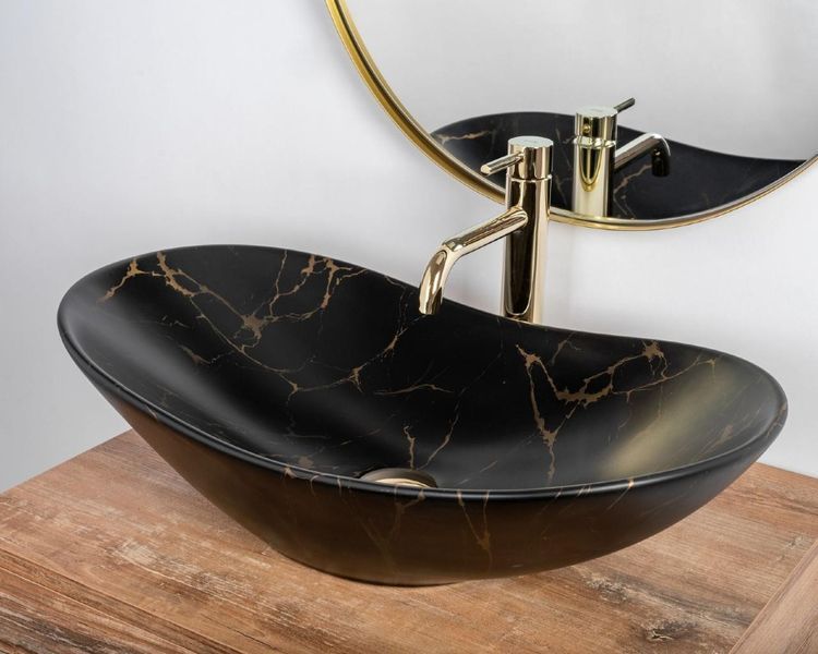 Умивальник (раковина) REA ROYAL 60 BLACK MARBLE MATТ накладний REA-U7478 фото