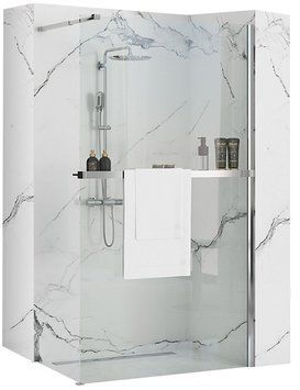 Душова стінка REA AERO N 100 CHROME з полицею EVO REA-K7551 + HOM-08945 фото