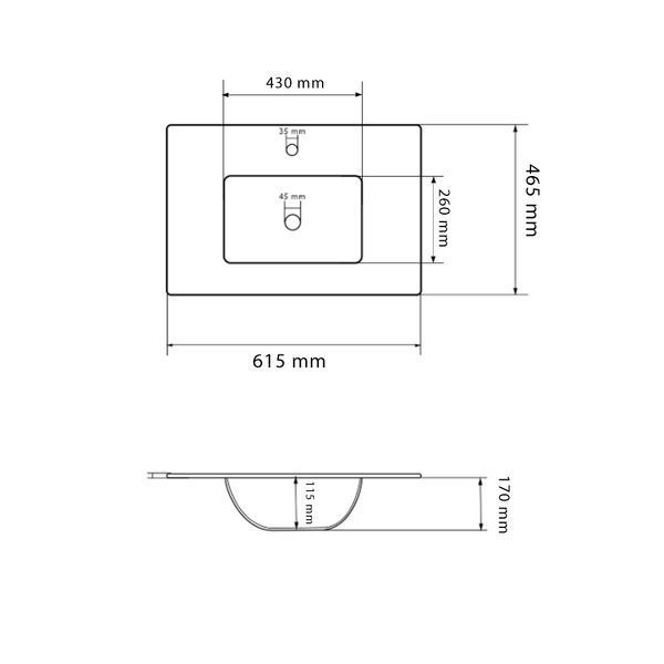 Умивальник (раковина) VBI MORTARA 60 WHITE врізний VBI-018040 фото