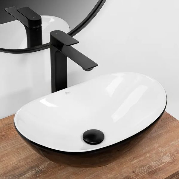 Умивальник (раковина) REA ROYAL MINI BLACK WHITE накладний * REA-U0538 фото