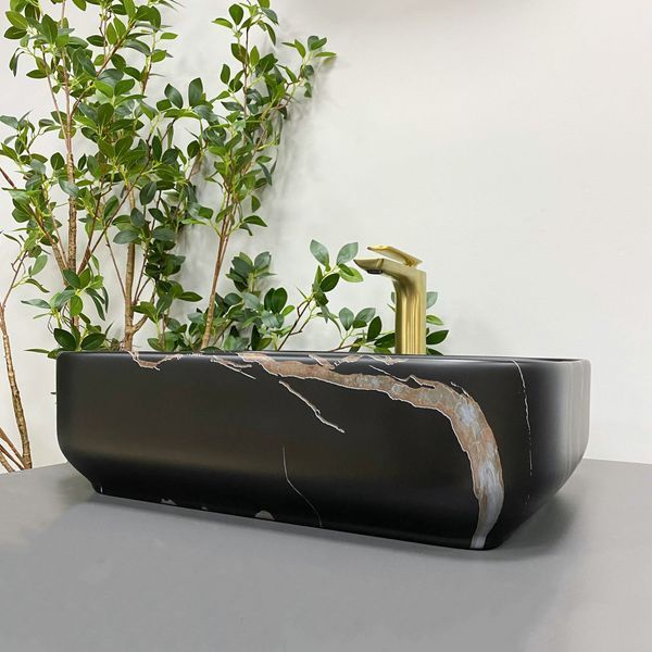 Умивальник (раковина) VBI PALERMO BLACK STONE MATT накладний VBI-012306 фото