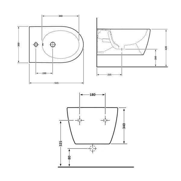 Биде подвесное Qtap Scorpio 515x360x345 Matt black QT1455053FMB SD00042531 фото