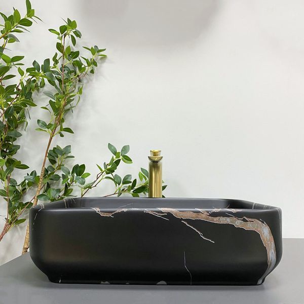 Умивальник (раковина) VBI PALERMO BLACK STONE MATT накладний VBI-012306 фото