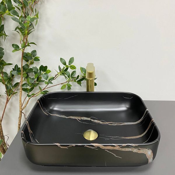 Умивальник (раковина) VBI PALERMO BLACK STONE MATT накладний VBI-012306 фото