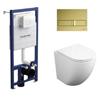 Інсталяція Koller Pool Dune 1200SL + Neon Gold панель змиву + підвісний унітаз ROUND з сидінням Soft-close (змив Tornado 3.0) ed3d973f-2e47-11ef-bb6b-a0423f42a789 фото