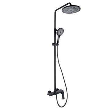 Душова система універсальна Qtap Slavonice на три споживачі (з виливом) QTSLA111BLM45906 Black Matt QTSLA111BLM45906 фото
