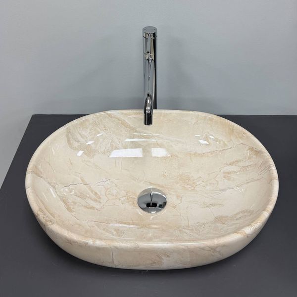 Умивальник (раковина) VBI MODENA S BEIGE STONE GLOSSY накладний VBI-012007 фото