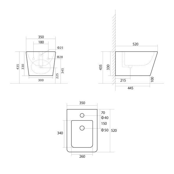 Биде подвесное Qtap Tern 520x350x320 White QT17551303GW SD00042537 фото