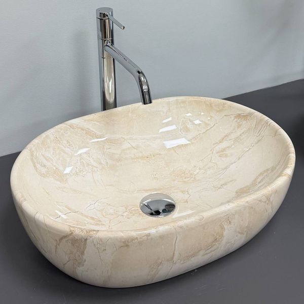 Умивальник (раковина) VBI MODENA S BEIGE STONE GLOSSY накладний VBI-012007 фото