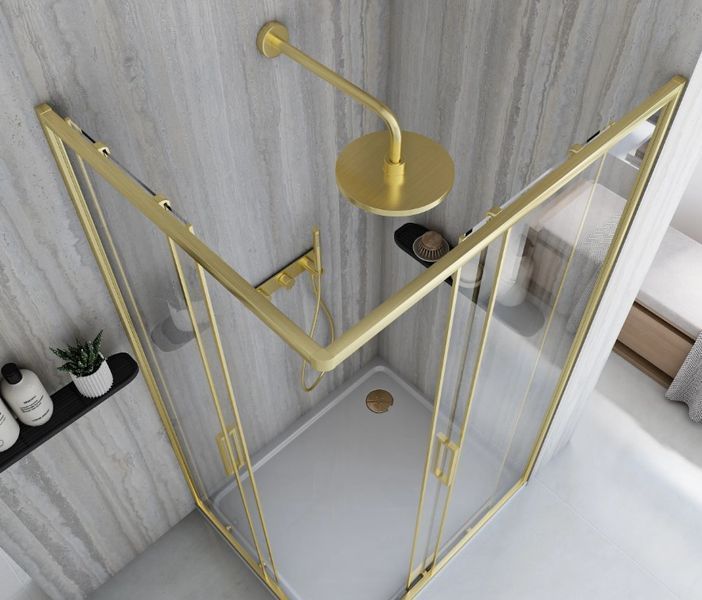 Душова кабіна REA CITY 80х100 BRUSHED GOLD REA-K6445 фото