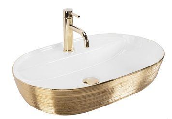 Умивальник (раковина) REA AURA 61 BRUSHED GOLD WHITE накладний REA-U6900 фото