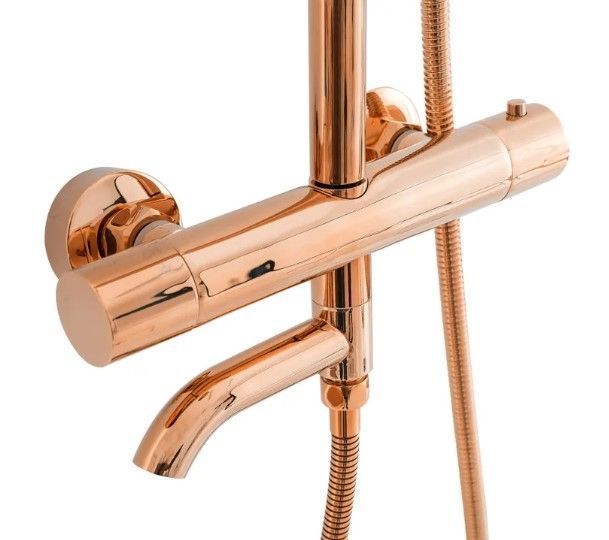 Душовий гарнітур REA LUNGO ROSE GOLD рожеве золото з термостатом та виливом REA-P6606 фото