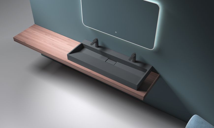 Умивальник (раковина) VBI ESTE 120 BLACK 2/O накладний підвісний VBI-019930 фото