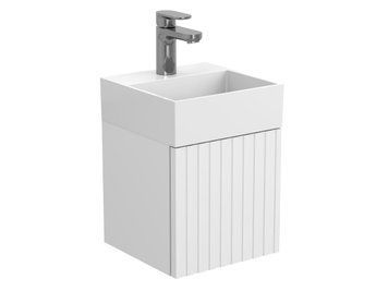 Тумба підвісна AURA біла soft-touch з умивальником TONI 300 Miraggio 8815127 фото